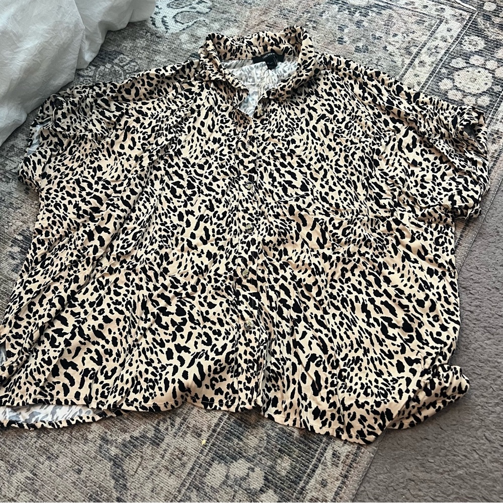 Forever 21 size small oversized Cheetah print button down